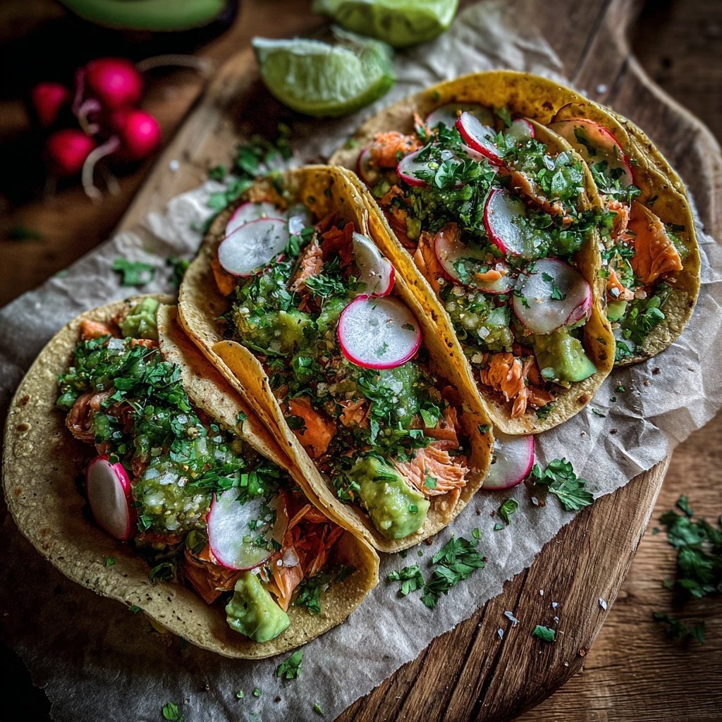 Salmon Tacos with Avocado Salsa