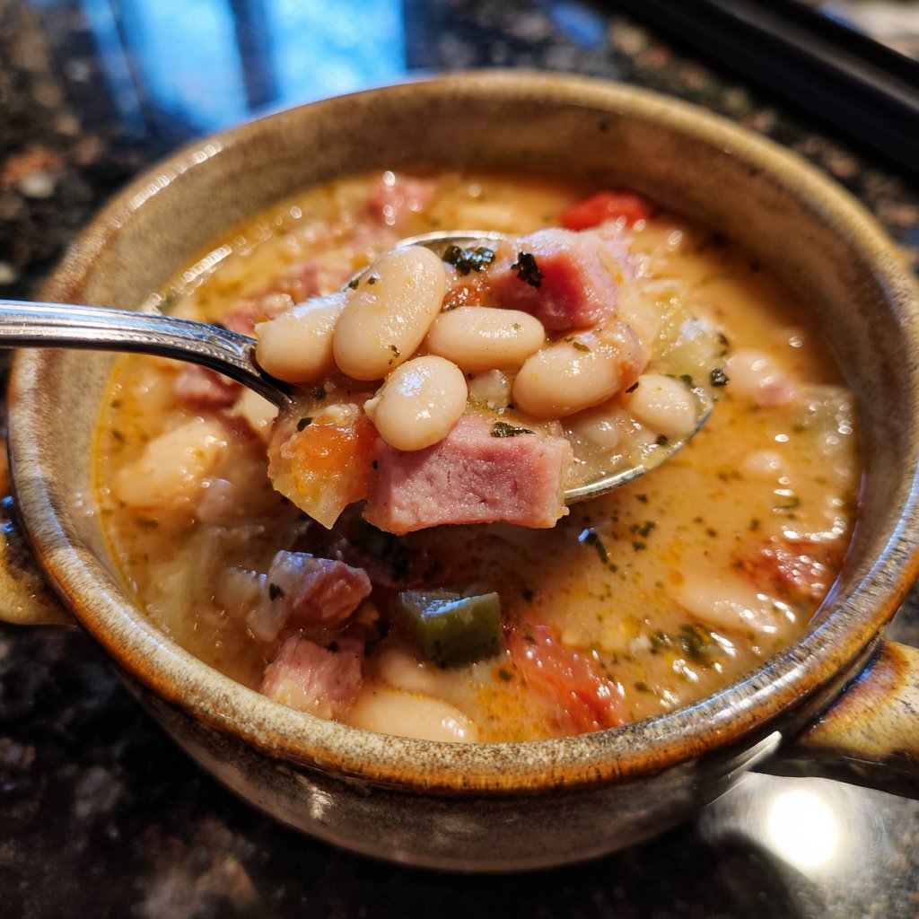 Slow Simmered Ham and Bean Soup