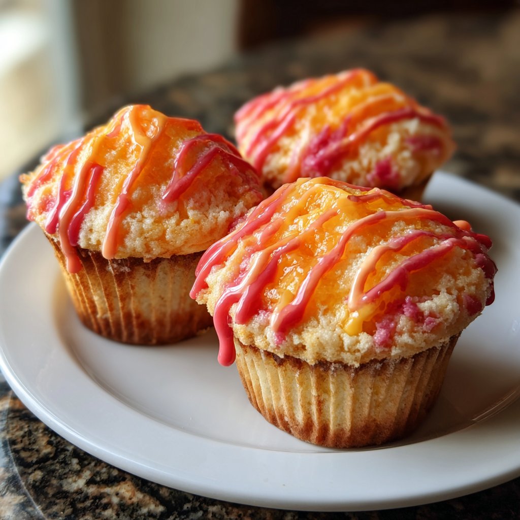 Mango Strawberry Sunset Cupcakes