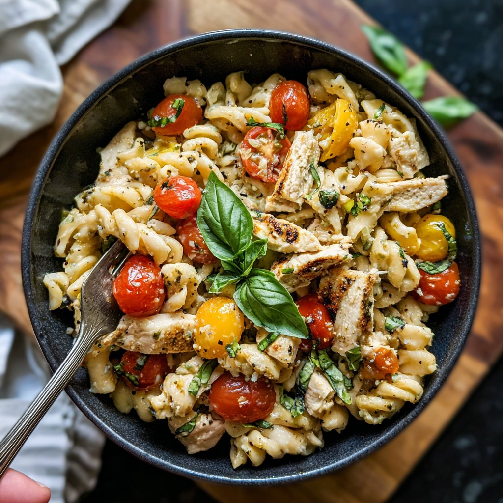 Lemon Garlic Chicken Pasta Salad