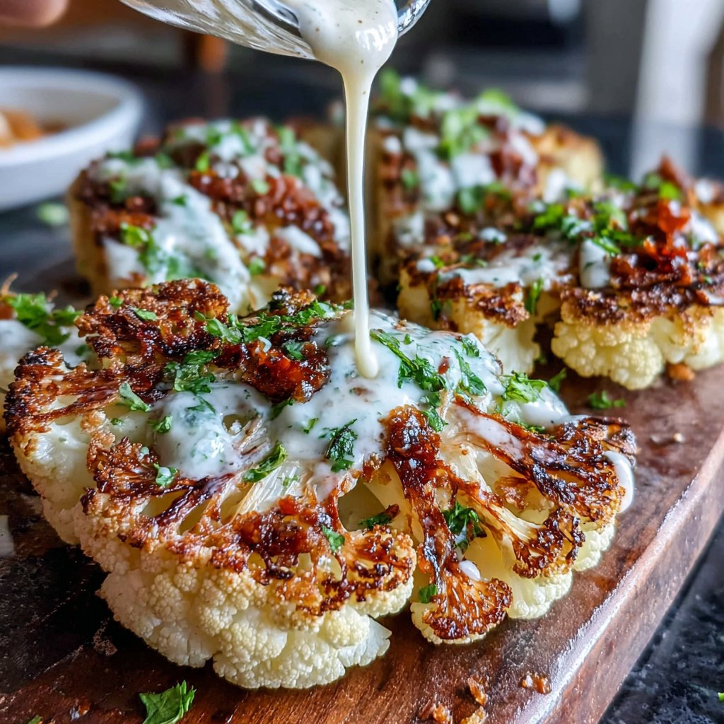 Roasted Cauliflower Steaks with Tahini-Maple