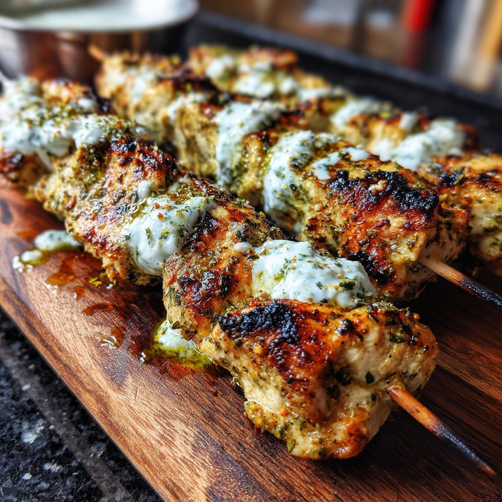 Herbed Chicken Skewers with Tzatziki